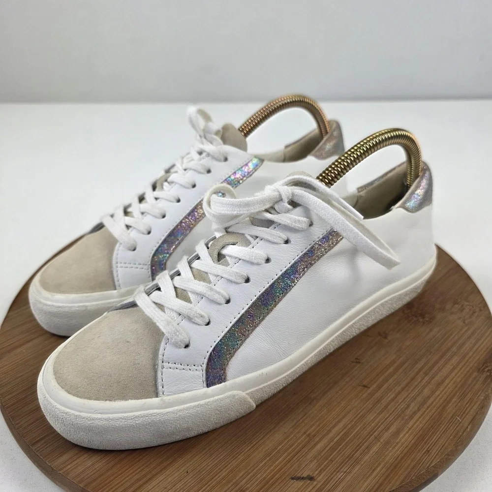 Madewell MWL Shoes Womens Size 9.5 White Leather Glitter Sneakers 2032131
